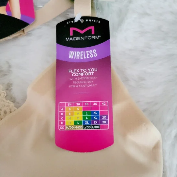 🐻MAIDENFORM PURE COMFORT V-NECK PULLOVER LACE BACK BRA SIZE L/DD - Picture 7 of 7